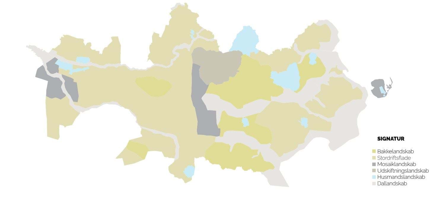 kort med inddeling i landskabstyper